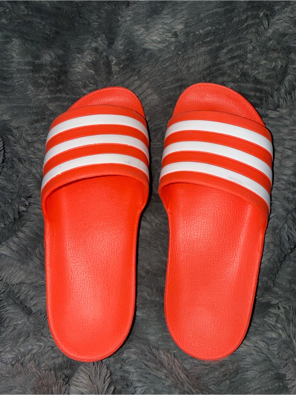 adidas Orange and White Adilette Slide Sandals